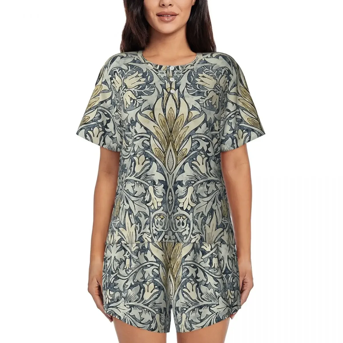 William Morris Snakeshead Pattern Round Neck Short Sleeves Nightdress for Sleeping Sleepshirts Women Soft Pajama Set Short Pants
William Morris Snakeshead Pattern Round Neck Short Sleeves Nightdress for Sleeping Sleepshirts Women Soft Pajama Set Short Pants
