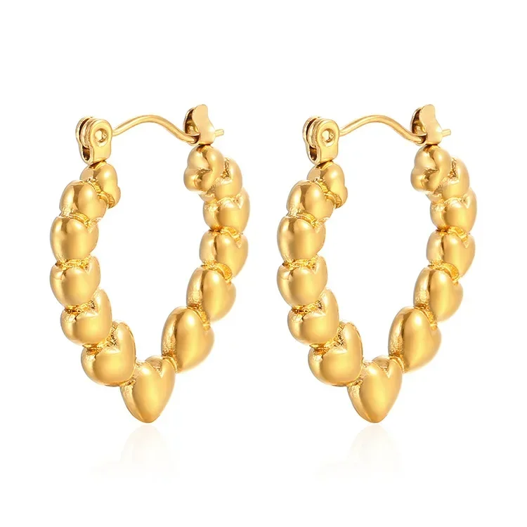 Stainless Steel Heart Shaped Hoop Earring 18K Gold Plated Tarnish Free Waterproof Hypoallergenic Jewelry for Women
Stainless Steel Heart Shaped Hoop Earring 18K Gold Plated Tarnish Free Waterproof Hypoallergenic Jewelry for Women