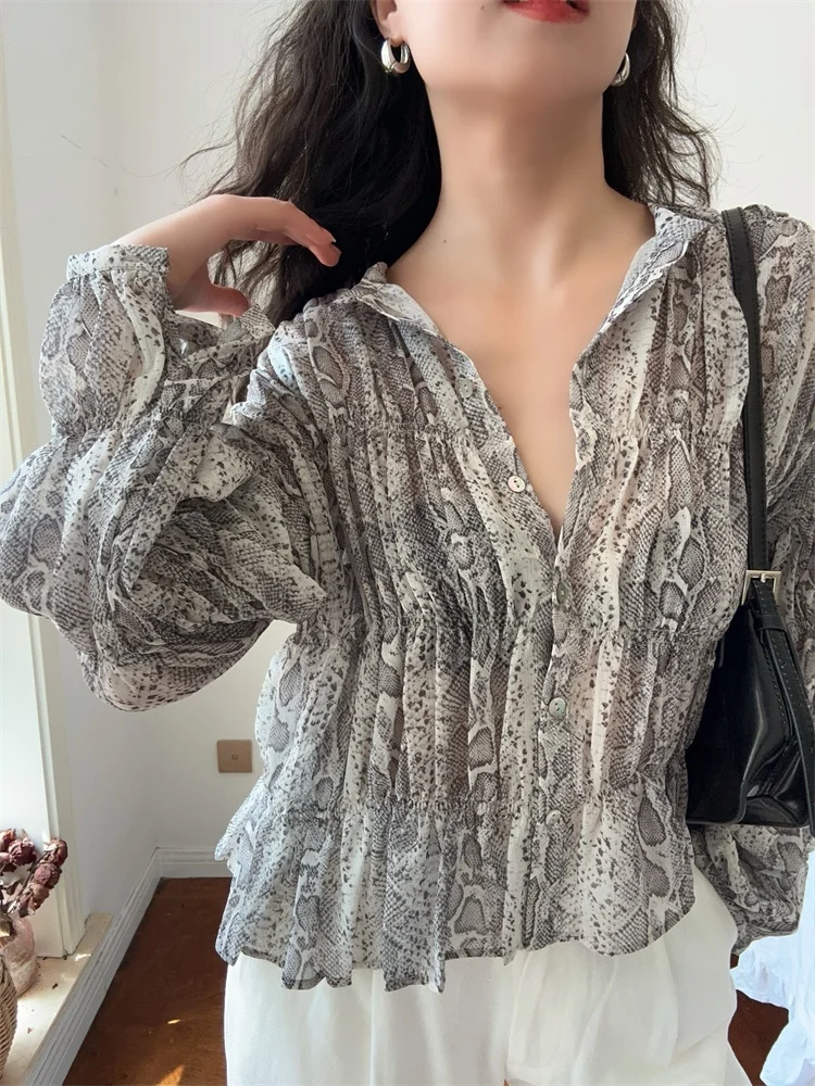 DADANA Luxury Commute Snake Print Long Sleeve Bubble Design Women's Shirt Chiffon Top Elegant Folded Polyester Spring 2025
DADANA Luxury Commute Snake Print Long Sleeve Bubble Design Women's Shirt Chiffon Top Elegant Folded Polyester Spring 2025
