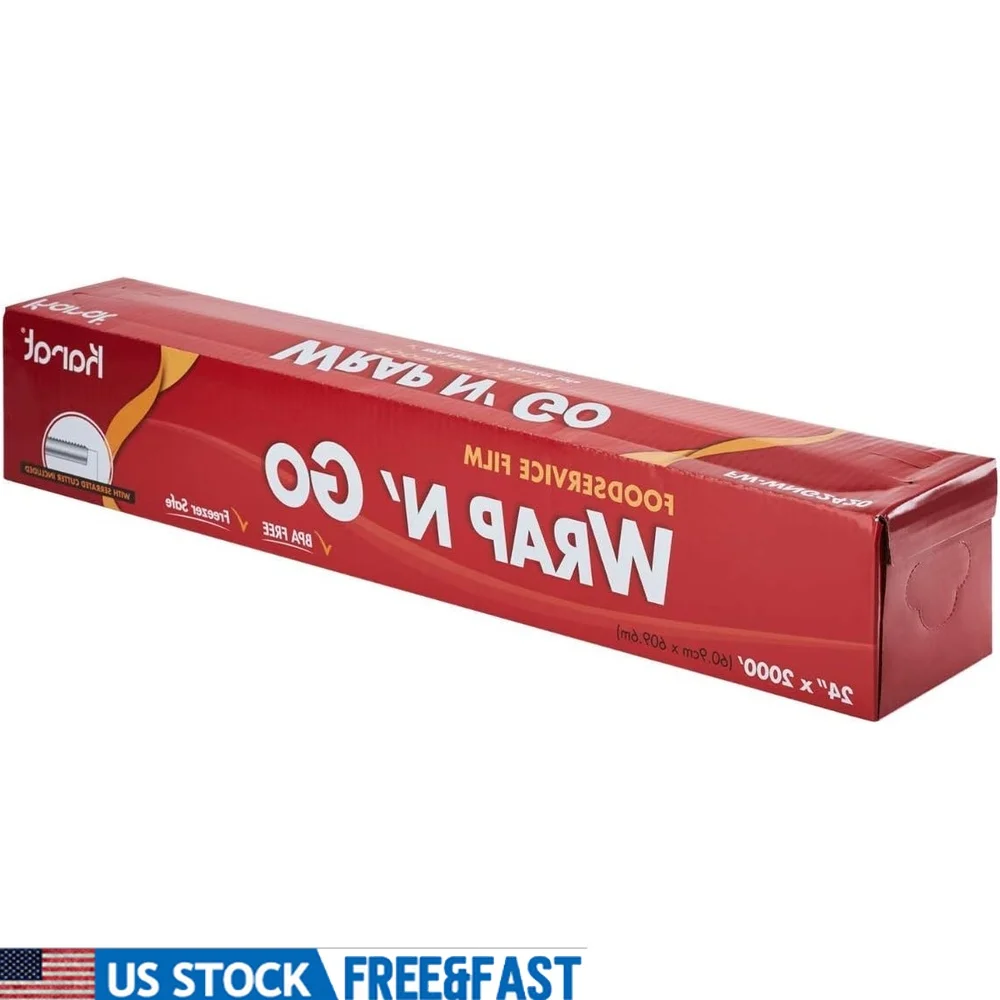 24-дюймовая 2000-футовая пленка WRAP N GO Foodservice с зубчатым резаком, высококачественный пластиковый рулон, сверхмощная герметичная упаковочная пленка
24-дюймовая 2000-футовая пленка WRAP N GO Foodservice с зубчатым резаком, высококачественный пластиковый рулон, сверхмощная герметичная упаковочная пленка