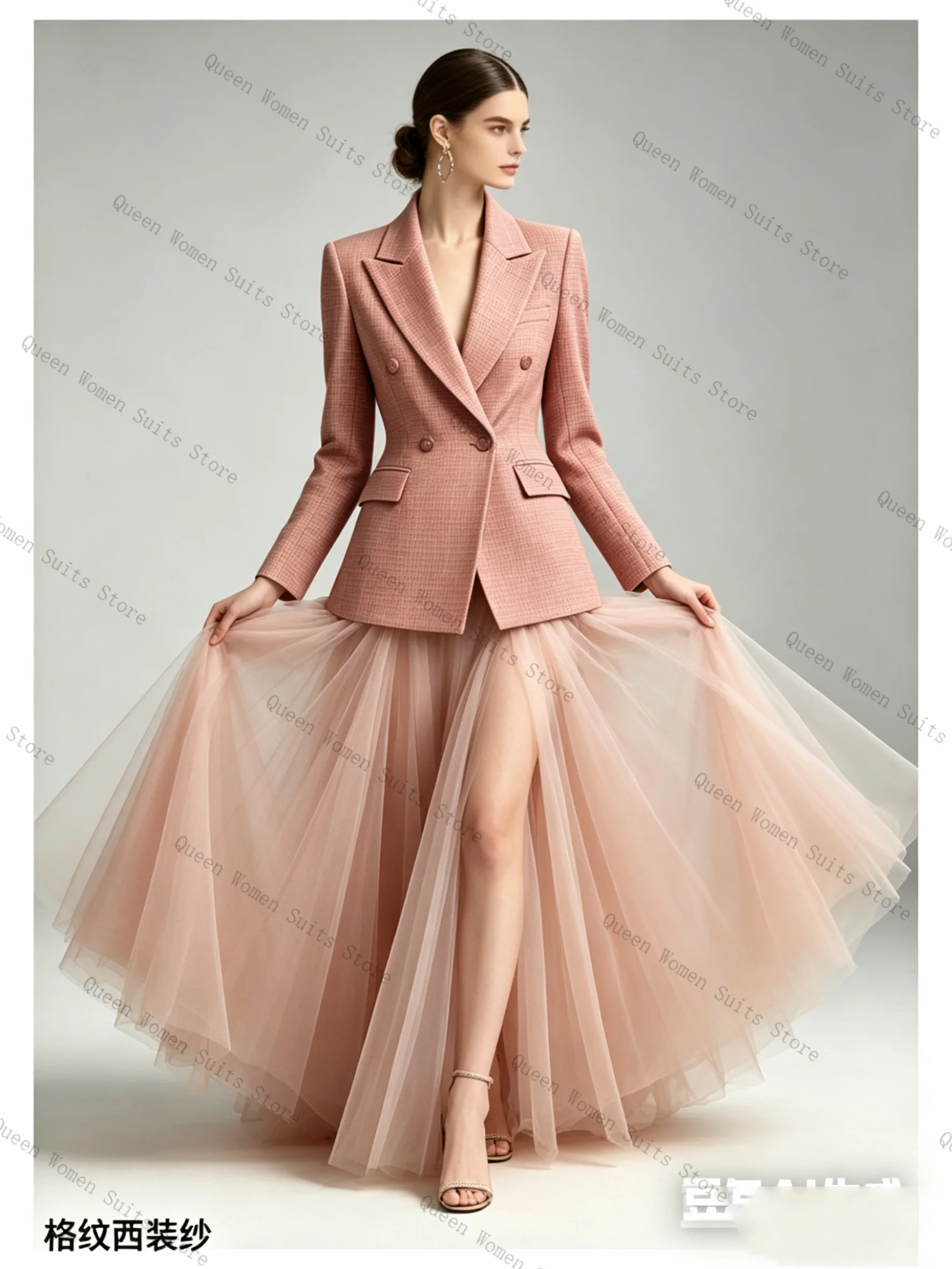 Luxury Pink Women Suit Skirt Set 2 Pcs Blazer+Tulle Prom Dress Spring Formal Office Lady Jacket Wedding Coat Customized
Luxury Pink Women Suit Skirt Set 2 Pcs Blazer+Tulle Prom Dress Spring Formal Office Lady Jacket Wedding Coat Customized