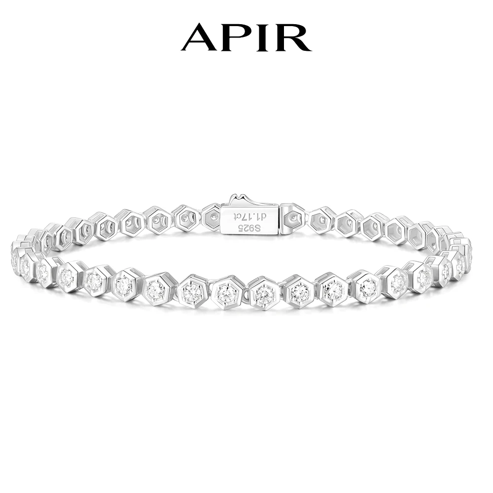 APIR 1.3CT Round Cut Moissanite Tennis Bracelet for Women Hexagonal Design Diamond Chain Anniversary Wedding Luxury Jewelry Gift
APIR 1.3CT Round Cut Moissanite Tennis Bracelet for Women Hexagonal Design Diamond Chain Anniversary Wedding Luxury Jewelry Gift