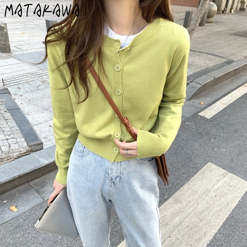 Matakawa Spring Autumn Short Cardigans Solid Korean Fashion Sweet Candy Color Women Sweaters Chic All-match Sueter De Mujer
Matakawa Spring Autumn Short Cardigans Solid Korean Fashion Sweet Candy Color Women Sweaters Chic All-match Sueter De Mujer
