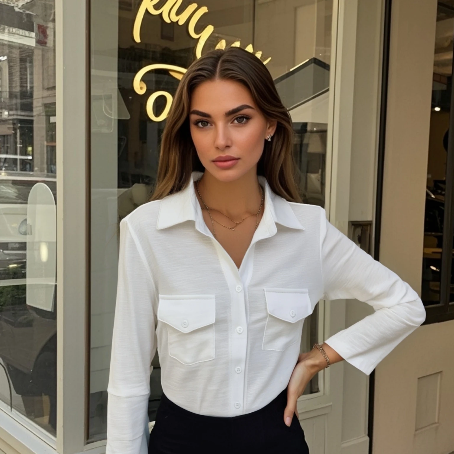 2025 New Women's Shirt Collared Design Three - quarter Sleeves with Chest Pockets Stylish and Versatile y2k
2025 New Women's Shirt Collared Design Three - quarter Sleeves with Chest Pockets Stylish and Versatile y2k