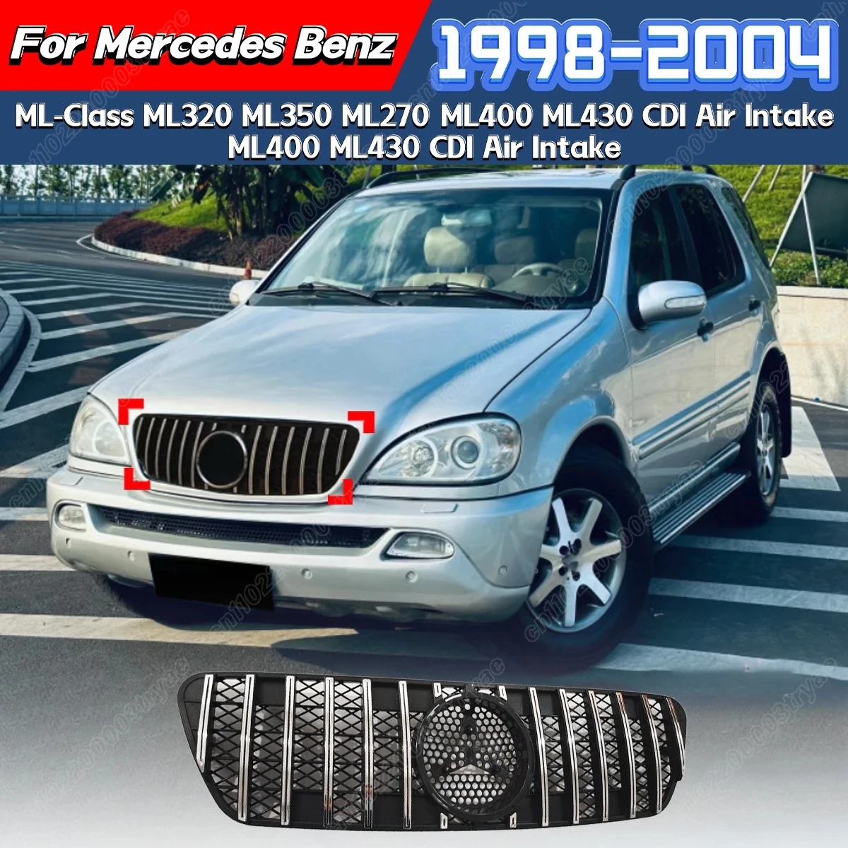 For Mercedes Benz W163 ML-Class ML320 ML350 ML270 ML400 ML430 CDI 1998 1999 2000 2001 2002 2003 2004 Front Grille Body Trim Kit
For Mercedes Benz W163 ML-Class ML320 ML350 ML270 ML400 ML430 CDI 1998 1999 2000 2001 2002 2003 2004 Front Grille Body Trim Kit