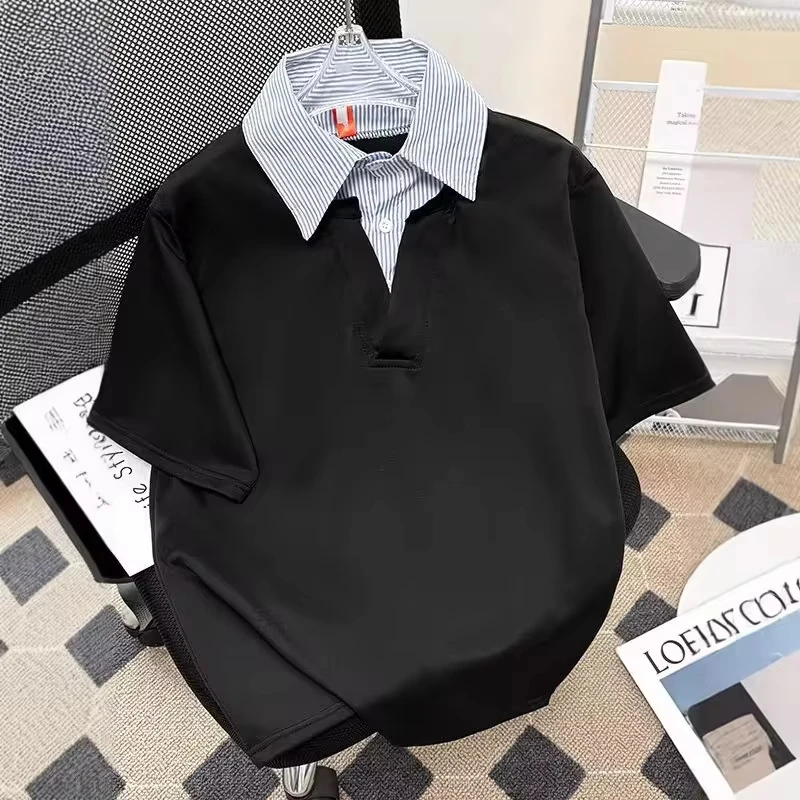 2025 Summer New Fashion 2025 Men's Casual Trendy Short Sleeve Turn-down Collar Spliced Loose Heavy Duty 2-piece Polo Shirts
2025 Summer New Fashion 2025 Men's Casual Trendy Short Sleeve Turn-down Collar Spliced Loose Heavy Duty 2-piece Polo Shirts