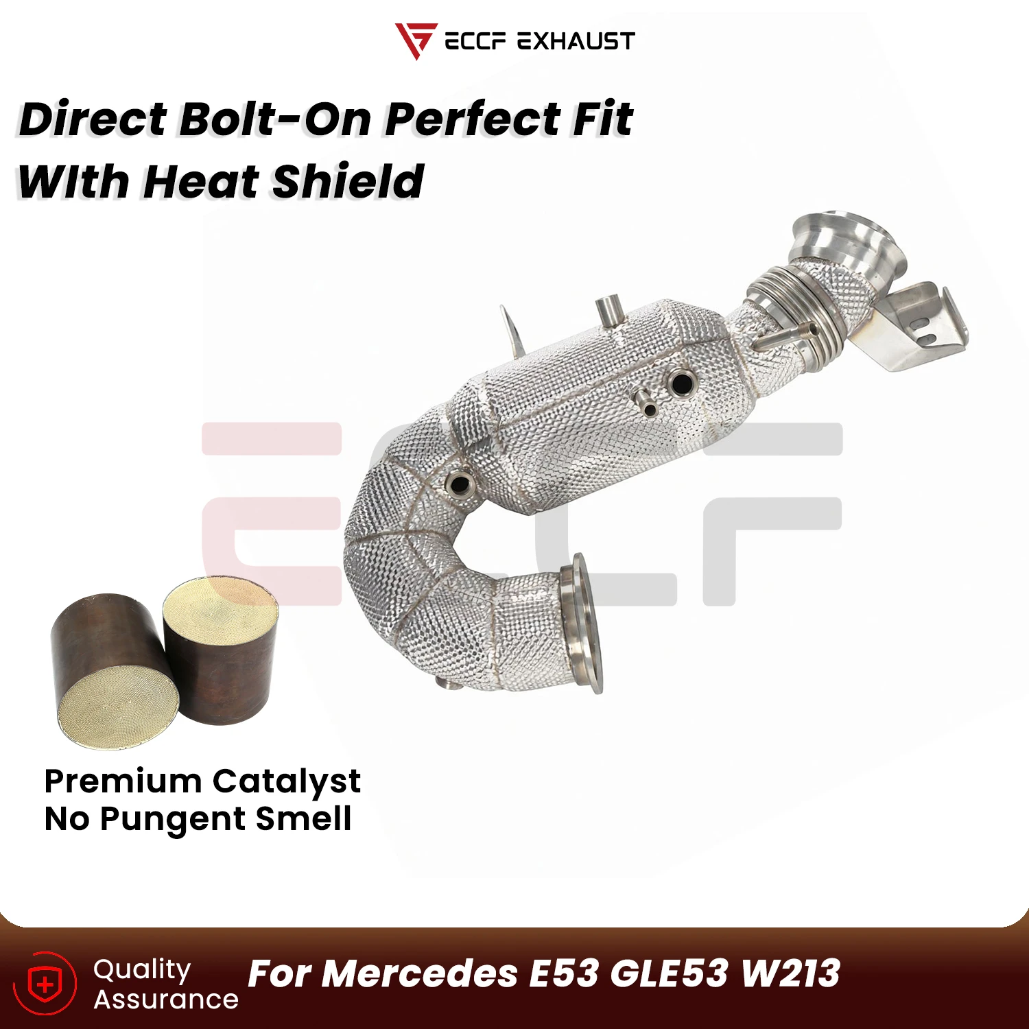 Sporty Downpipe With Heat Shield For Mercedes E53 GLE53 W213 Aggressive Exhaust Sound Plug and Play
Sporty Downpipe With Heat Shield For Mercedes E53 GLE53 W213 Aggressive Exhaust Sound Plug and Play