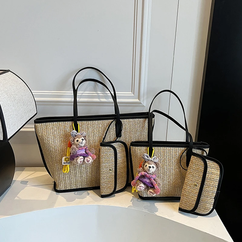 Women's Large Capacity Straw Handbag Summer Woven Beach Shoulder Bag with Small Bag & Pendant New Travel Bag Large Shopping Bag
Women's Large Capacity Straw Handbag Summer Woven Beach Shoulder Bag with Small Bag & Pendant New Travel Bag Large Shopping Bag