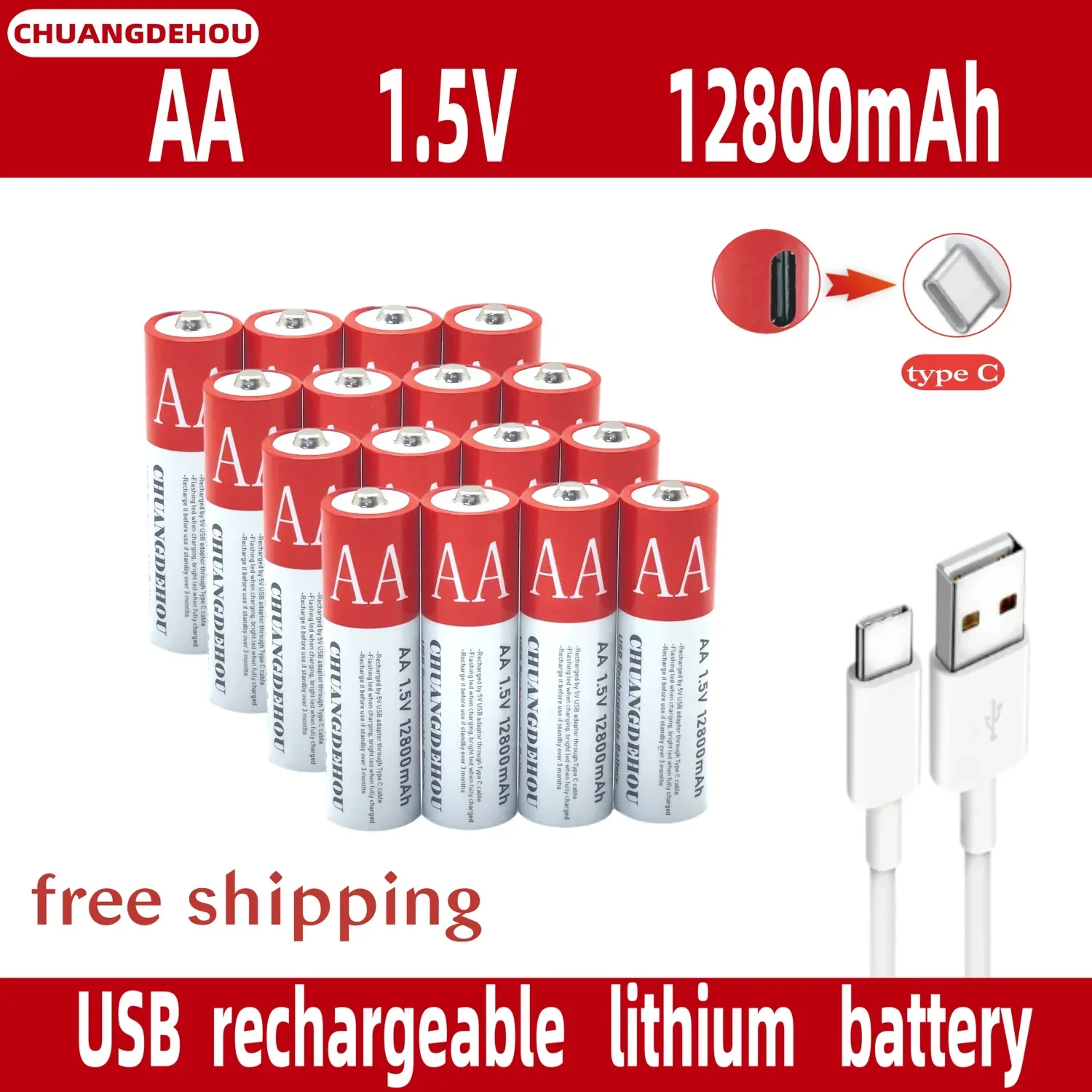 AA Battery USB Quick Rechargeable Lithium ion Battery 1.5V AA 12800mah/Battery Toy Watch MP3 Player Thermometer Keyboard
AA Battery USB Quick Rechargeable Lithium ion Battery 1.5V AA 12800mah/Battery Toy Watch MP3 Player Thermometer Keyboard