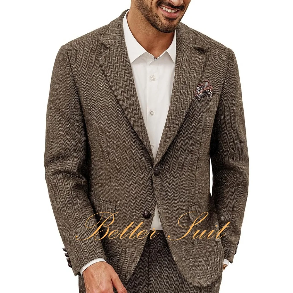 Formal Men's Blazer Vintage Wool Sport Coat Herringbone Tweed Blazer Men Suit Jacket
Formal Men's Blazer Vintage Wool Sport Coat Herringbone Tweed Blazer Men Suit Jacket