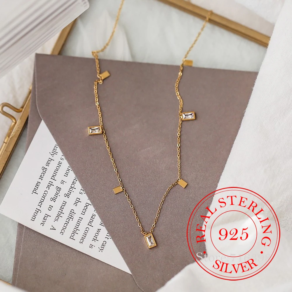 925 Sterling Silver Jewelry 18K Gold Plated Crystal Square Necklace Pendant for Women Wedding Party Jewelry for Friend Gift
925 Sterling Silver Jewelry 18K Gold Plated Crystal Square Necklace Pendant for Women Wedding Party Jewelry for Friend Gift