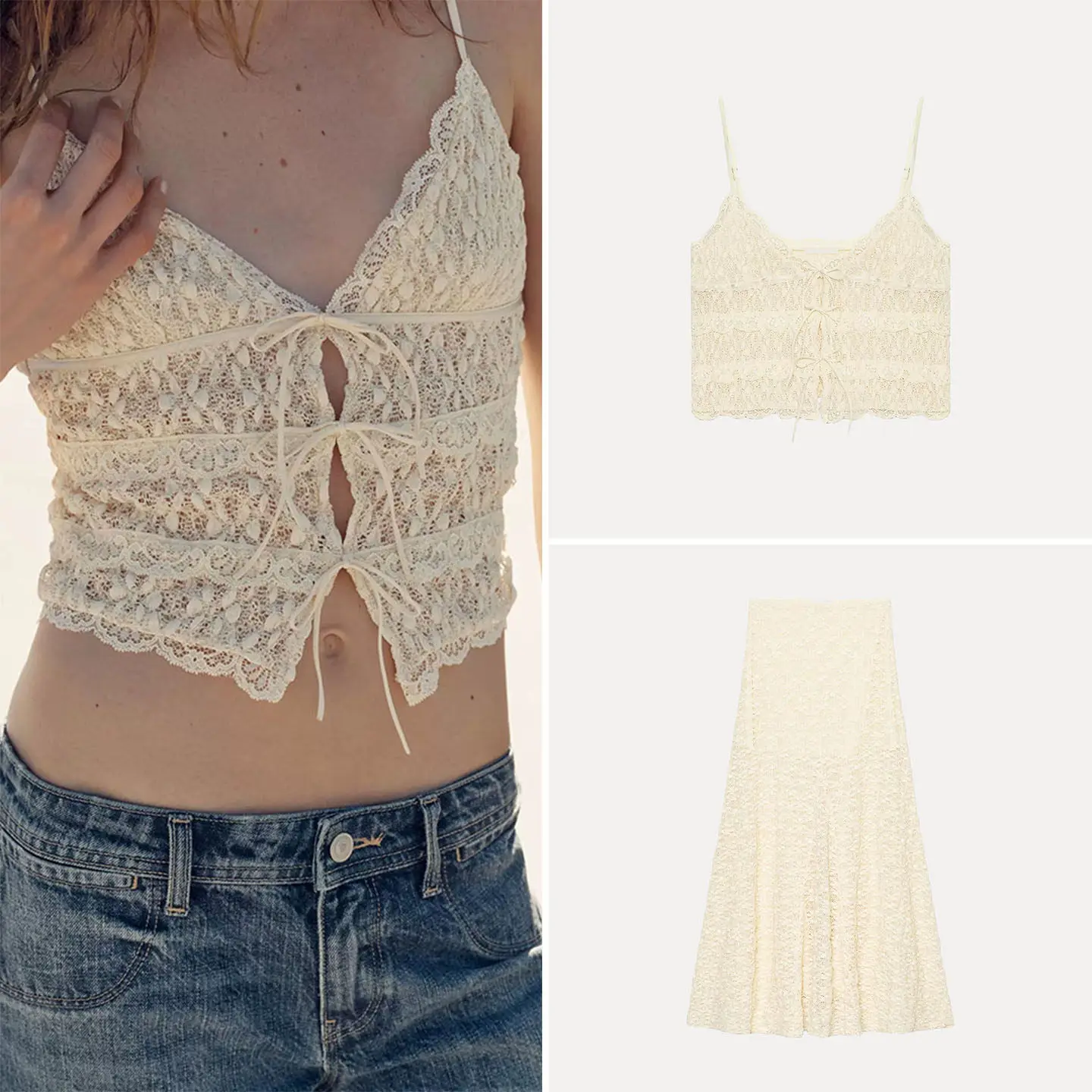 V-Neck Lace Knot Decorated Strap Top Mid-Waist Elastic Long Skirt Two-Piece Set Summer Fashion Women's Clothing
V-Neck Lace Knot Decorated Strap Top Mid-Waist Elastic Long Skirt Two-Piece Set Summer Fashion Women's Clothing
