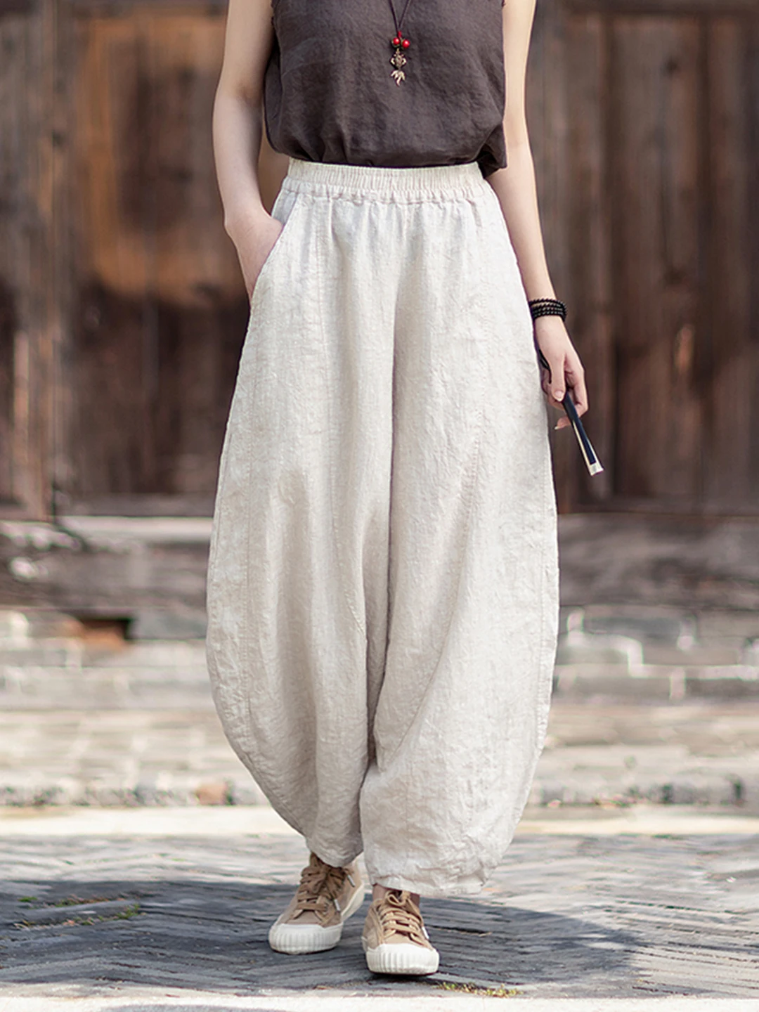 Summer Thin Cotton Linen Tai Chi Pants Women's Casual High Waist Loose Fit Nine Points Pants White Color for Leisure And Punc...
Summer Thin Cotton Linen Tai Chi Pants Women's Casual High Waist Loose Fit Nine Points Pants White Color for Leisure And Punc...