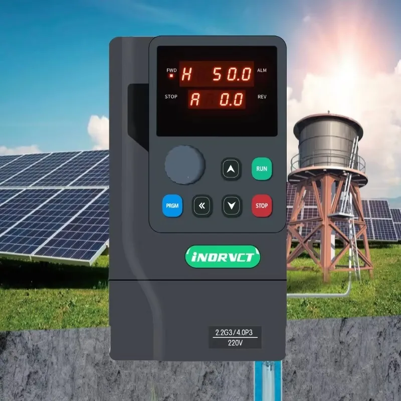 Solar Water Pump Inverter Single Phase 220V 0.75kw 1HP Vfd Variable Frequency Drivers PV Solar Pump Inverter for Water Pump
Solar Water Pump Inverter Single Phase 220V 0.75kw 1HP Vfd Variable Frequency Drivers PV Solar Pump Inverter for Water Pump