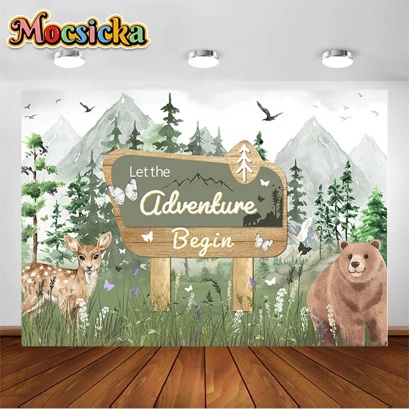 Adventure Awaits Baby Shower Backdrop Pine Tree Mountain Wilderness Adventure Animal Woodland Party Photography Background Decor
Adventure Awaits Baby Shower Backdrop Pine Tree Mountain Wilderness Adventure Animal Woodland Party Photography Background Decor