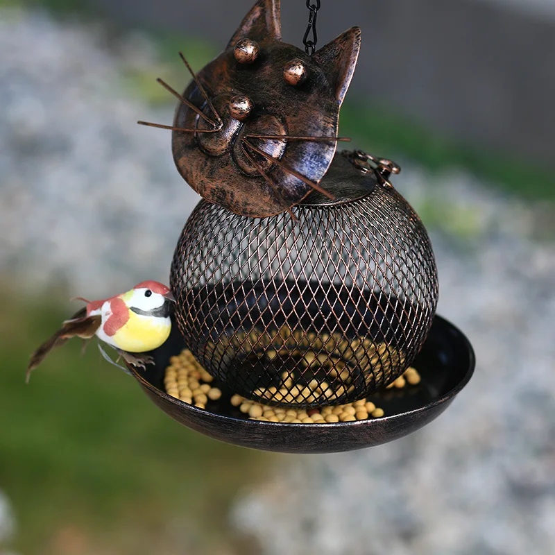 Dual-Purpose Metal Bird Feeder with Cartoon Cat Design, Outdoor Hanging Hummingbird Food & Water Dispenser
Dual-Purpose Metal Bird Feeder with Cartoon Cat Design, Outdoor Hanging Hummingbird Food & Water Dispenser