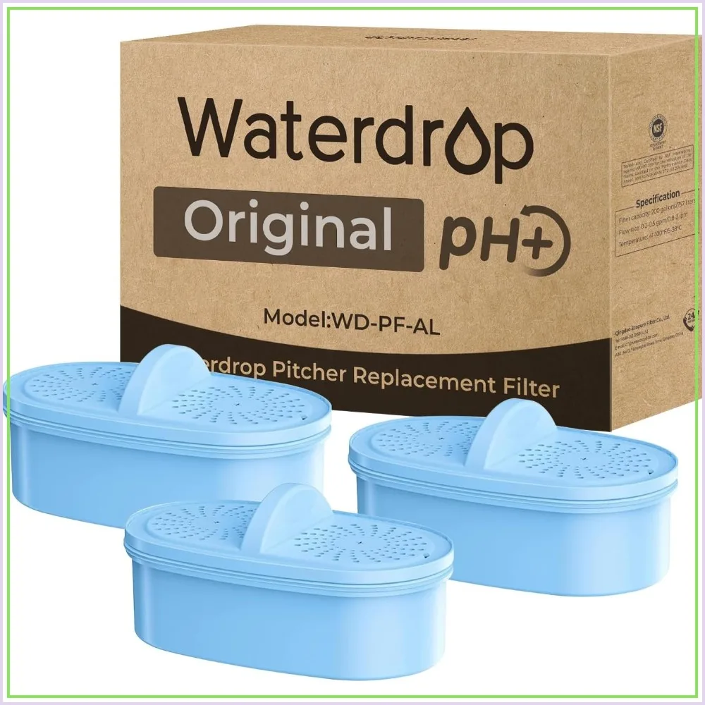 Alkaline Water Filter Replacement for Pitcher & Dispenser, 3 Pack, 100 Gal, Raises pH, Improves Coffee Taste
Alkaline Water Filter Replacement for Pitcher & Dispenser, 3 Pack, 100 Gal, Raises pH, Improves Coffee Taste
