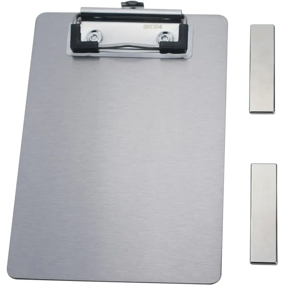 Set of 4 Black 4.3x6.5 Stainless Steel Low Profile Magnetic Mini Clipboards with Ridged Cooking Recipe Holders
Set of 4 Black 4.3x6.5 Stainless Steel Low Profile Magnetic Mini Clipboards with Ridged Cooking Recipe Holders