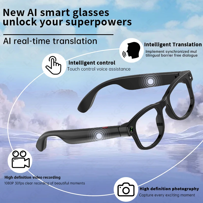 1080P Video Camera AI Smart Glasses 2026 New Chat GPT Bluetooth Call Voice Assistant Control Smart Glasses WIFI Transmission
1080P Video Camera AI Smart Glasses 2026 New Chat GPT Bluetooth Call Voice Assistant Control Smart Glasses WIFI Transmission