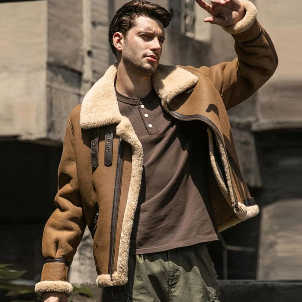 Denny&Dora Men's Shearling Jacket Natural Shearling Leather Coat Brown Warm Winter Sheepskin Coat
Denny&Dora Men's Shearling Jacket Natural Shearling Leather Coat Brown Warm Winter Sheepskin Coat