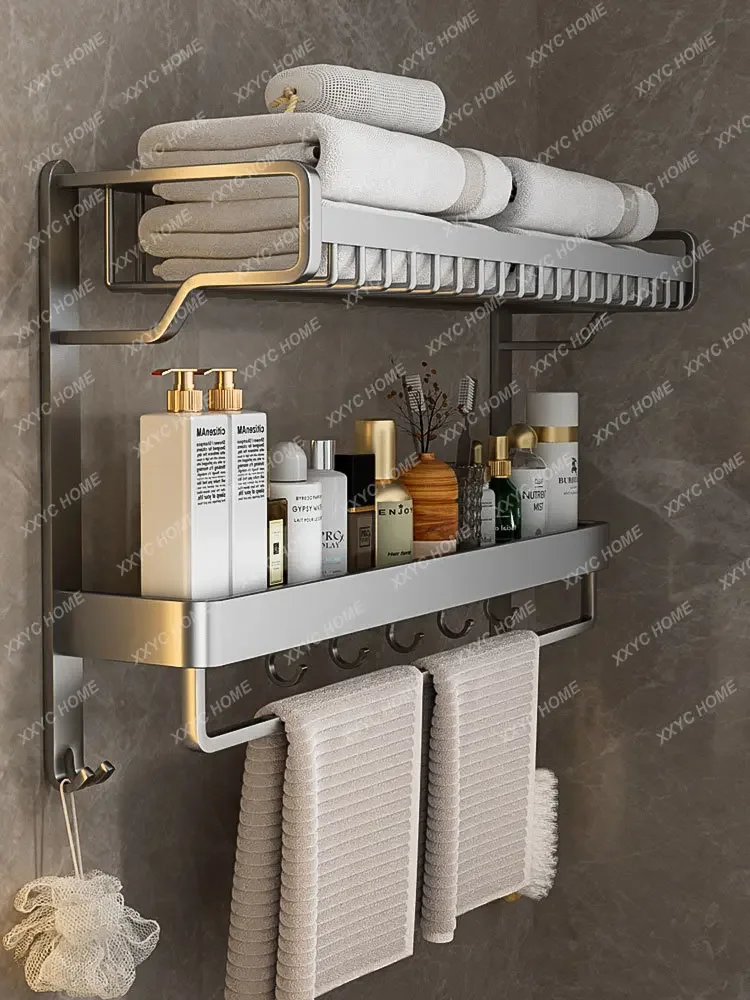 Towel Rack Integrated Bathroom Punch-Free Toilet Bath Towel Rack Bathroom Double Rod
Towel Rack Integrated Bathroom Punch-Free Toilet Bath Towel Rack Bathroom Double Rod