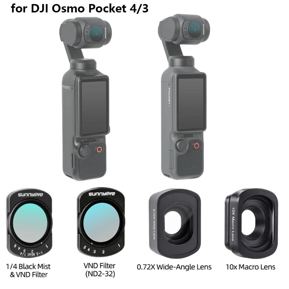 For DJI OSMO POCKET 4/POCKET 3 Magnetic Lens Filters 1/4 Black Mist/VND2-32 Macro Wide-Angle Lens Filters Camera Accessories
For DJI OSMO POCKET 4/POCKET 3 Magnetic Lens Filters 1/4 Black Mist/VND2-32 Macro Wide-Angle Lens Filters Camera Accessories
