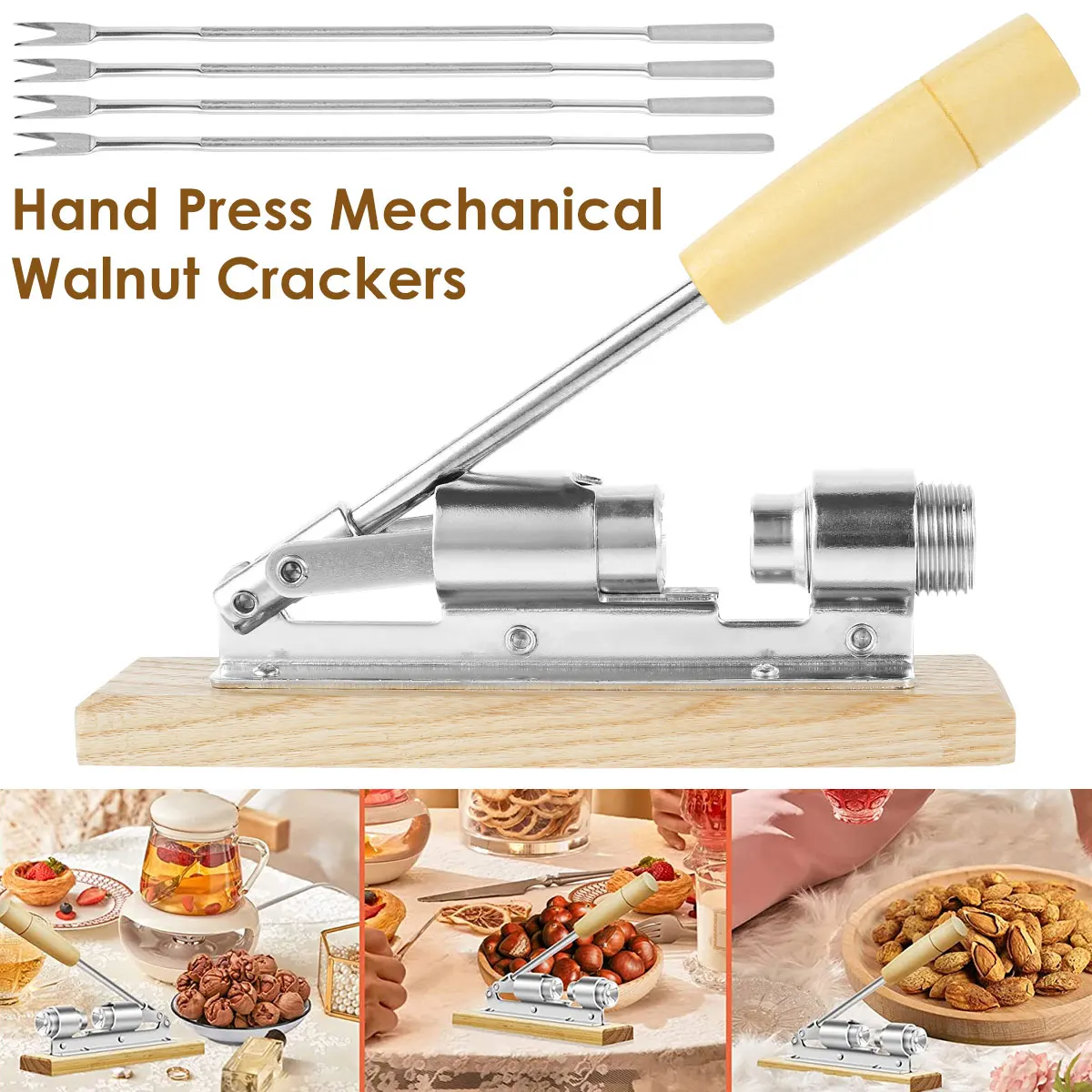 Pecan Nut Cracker Tool for Easy Cracking Heavy Duty Nut Sheller with Wood Base Handle and Fork Adjustable Desktop Nut Crackers
Pecan Nut Cracker Tool for Easy Cracking Heavy Duty Nut Sheller with Wood Base Handle and Fork Adjustable Desktop Nut Crackers