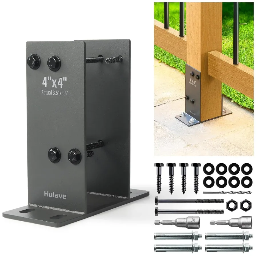 Hulave 1 Pack Stainless Steel 4" x 4" Actual: 3.5" x 3.5" Post Base Suitable for Terrace Railing Fence Mailbox Gazebo Porch etc
Hulave 1 Pack Stainless Steel 4" x 4" Actual: 3.5" x 3.5" Post Base Suitable for Terrace Railing Fence Mailbox Gazebo Porch etc