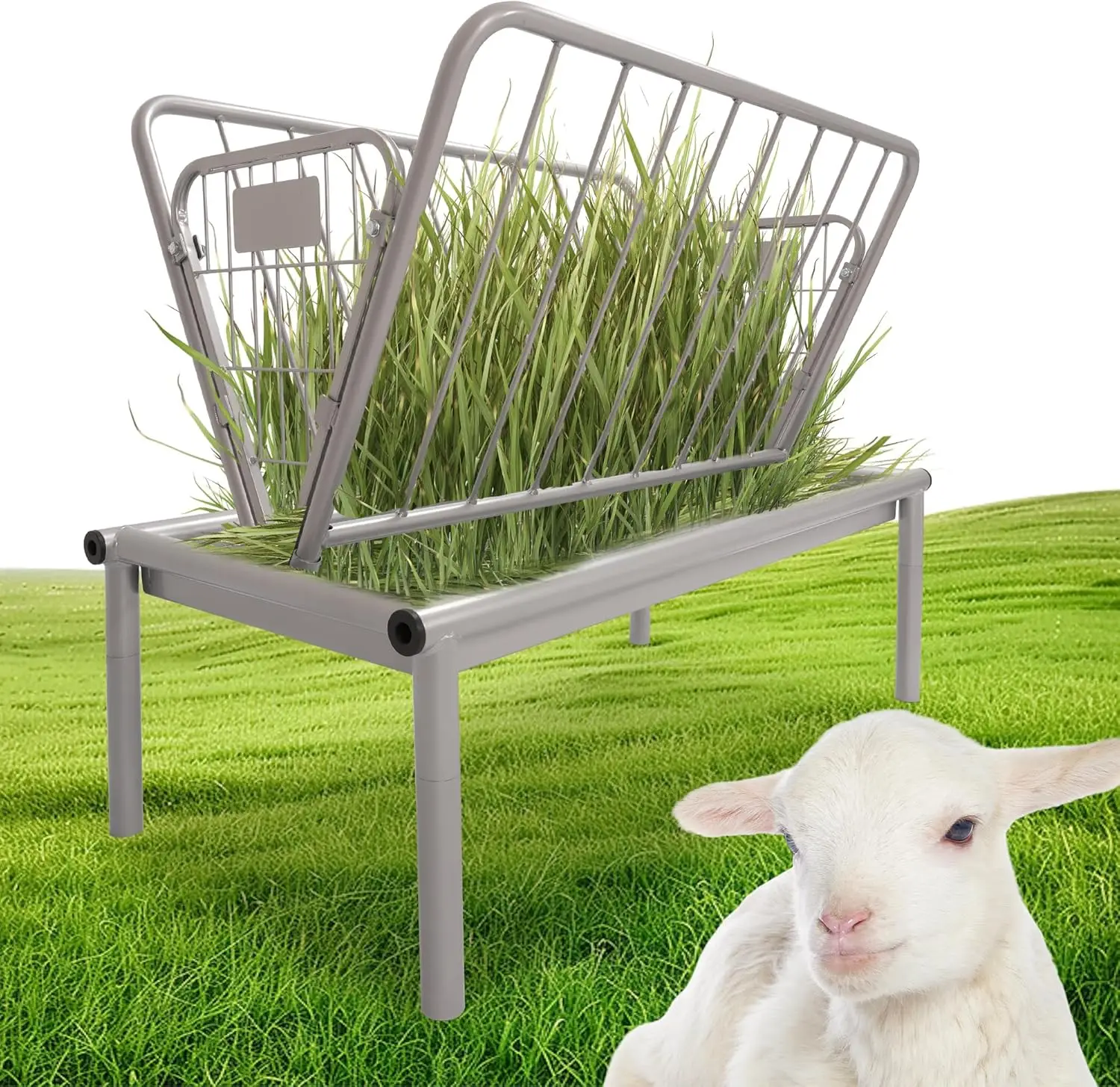 4 Ft Long Livestock Feeder, Heavy Duty Steel Livestock 2 in 1 Grain & Hay Feeder, Outdoor Pasture Feeder with Feeding Pan for
4 Ft Long Livestock Feeder, Heavy Duty Steel Livestock 2 in 1 Grain & Hay Feeder, Outdoor Pasture Feeder with Feeding Pan for