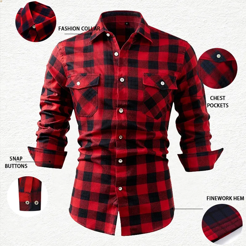 2026 весна/лето, облегающая модная клетчатая рубашка с рюшами в высоком стиле, с длинными рукавами и двойными карманами, фланелевая мужская рубашка, размер США
2026 весна/лето, облегающая модная клетчатая рубашка с рюшами в высоком стиле, с длинными рукавами и двойными карманами, фланелевая мужская рубашка, размер США