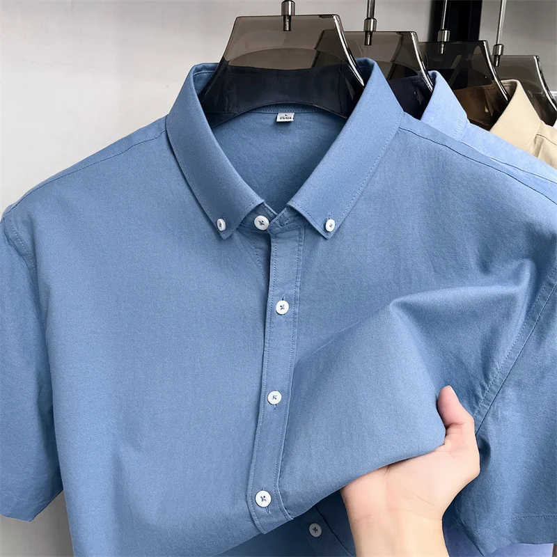 High end 100% cotton short sleeve shirt men summer simple solid color fashion business leisure versatile comfortable lapel top
High end 100% cotton short sleeve shirt men summer simple solid color fashion business leisure versatile comfortable lapel top