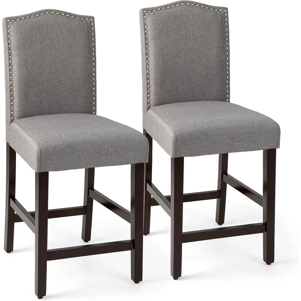 Set of 2 Linen-Covered Counter Height Bar Stools with Rubberwood Legs, 25” for Kitchen Island, Grey
Set of 2 Linen-Covered Counter Height Bar Stools with Rubberwood Legs, 25” for Kitchen Island, Grey