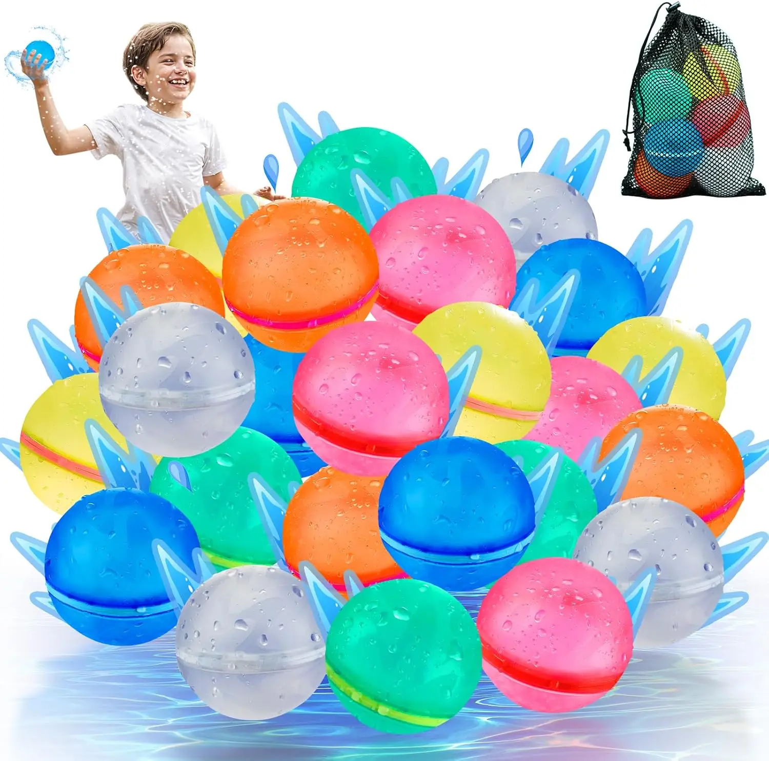 Reusable Water Balloons, Quick Fill, Self-Sealing, Eco-Friendly Outdoor Toys for Kids Pool Beach Fun
Reusable Water Balloons, Quick Fill, Self-Sealing, Eco-Friendly Outdoor Toys for Kids Pool Beach Fun
