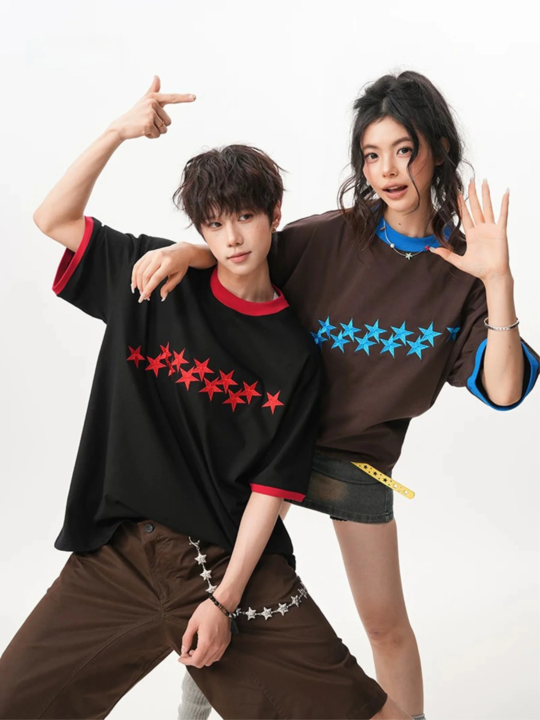 American Contrast Color Star Embroidery T-Shirt Women Summer Trendy Design round Neck Short Sleeve Loose Casual Couple Half S...
American Contrast Color Star Embroidery T-Shirt Women Summer Trendy Design round Neck Short Sleeve Loose Casual Couple Half S...