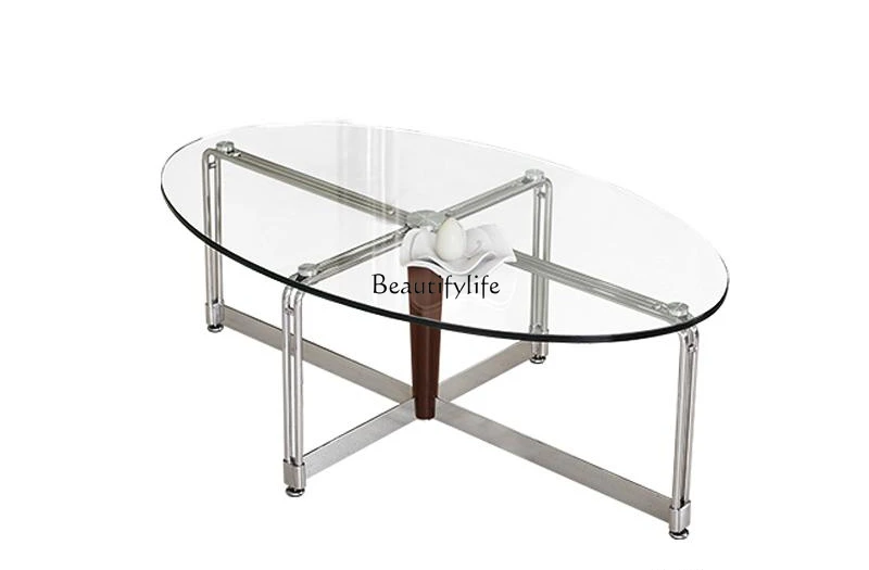 Medieval Nordic glass stainless steel Italian minimalist living room oval household tea table
Medieval Nordic glass stainless steel Italian minimalist living room oval household tea table