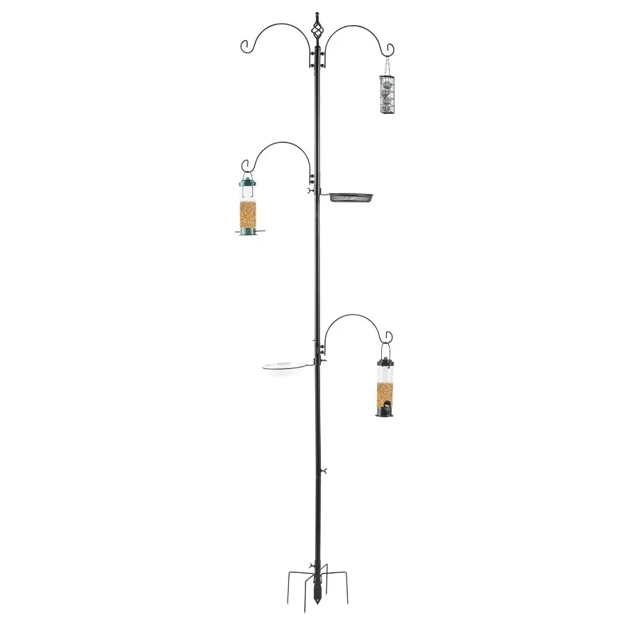 93 Inch Black Detachable Bird Feeding Station with 4 Hooks Heavy Duty Outdoor Metal Pole Bird Feeder Hanger Stand for Garden Ya
93 Inch Black Detachable Bird Feeding Station with 4 Hooks Heavy Duty Outdoor Metal Pole Bird Feeder Hanger Stand for Garden Ya