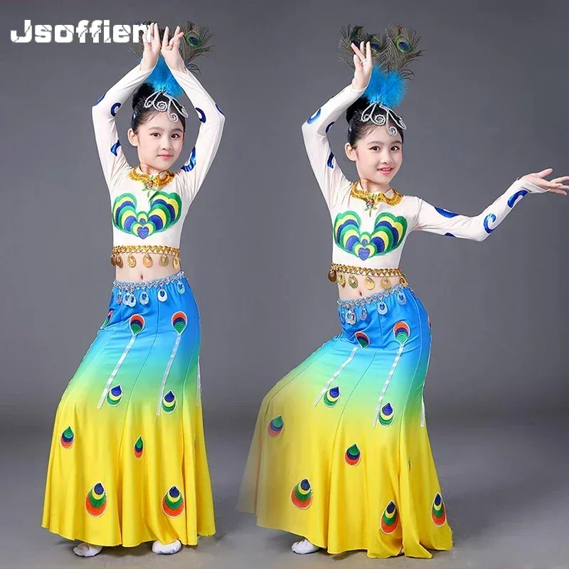 New Arrivel Children Dai Costume Peacock Dance Dress Hmong Dancing Outfit Chinese Folk Dance Clothing Stage Performance Clothing
New Arrivel Children Dai Costume Peacock Dance Dress Hmong Dancing Outfit Chinese Folk Dance Clothing Stage Performance Clothing