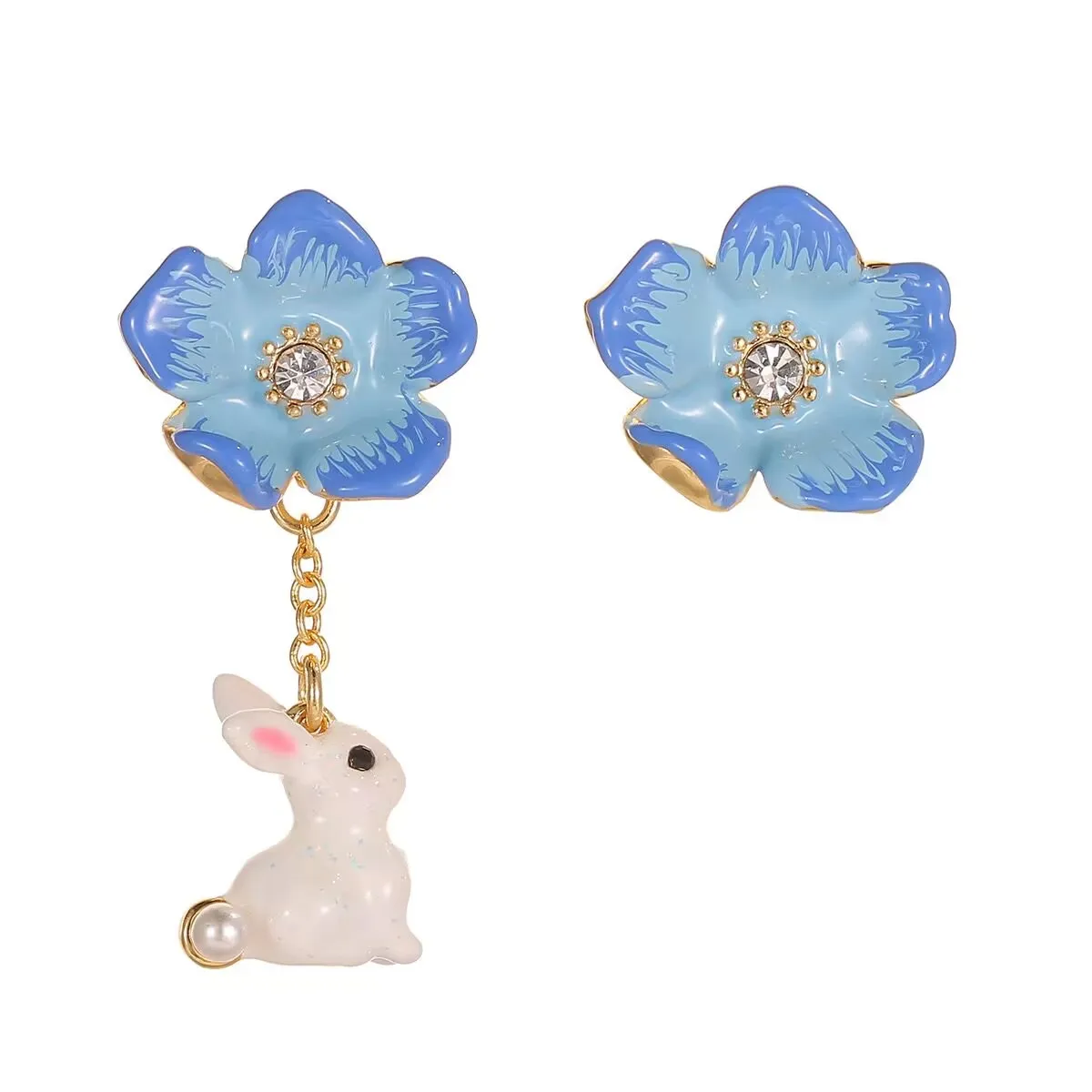 New temperament enamel earrings Blue flower Rabbit asymmetrical silver needle earrings birthday gift
New temperament enamel earrings Blue flower Rabbit asymmetrical silver needle earrings birthday gift