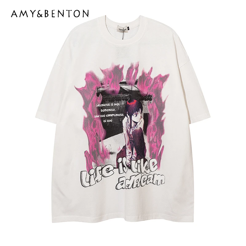 2025 Summer New American Street Style Dark Series Cartoon Letter Print Black and White Loose Casual Short Sleeve T-Shirt
2025 Summer New American Street Style Dark Series Cartoon Letter Print Black and White Loose Casual Short Sleeve T-Shirt