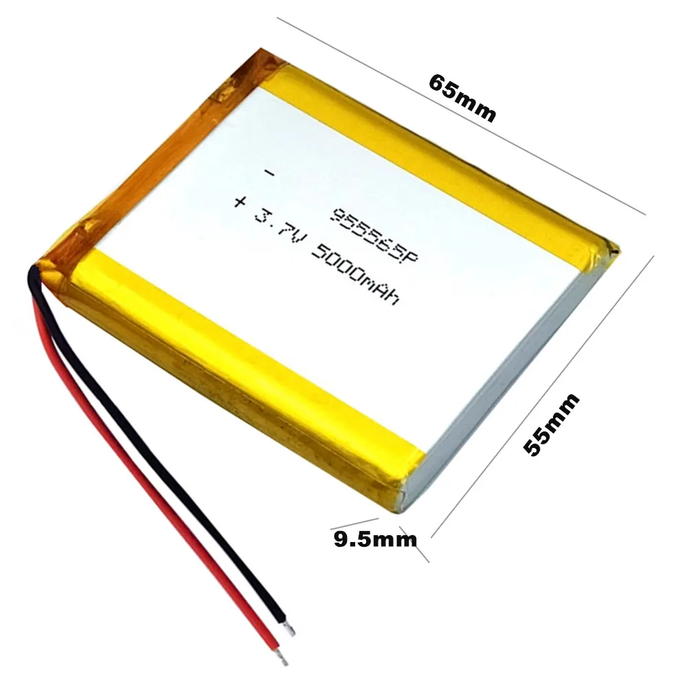 New 955465 955565 3.7V 5000mAH Rechargeable Lithium Polymer Battery for Tablet Power Bank Hand Warmers Tablet PC Phone GPS
New 955465 955565 3.7V 5000mAH Rechargeable Lithium Polymer Battery for Tablet Power Bank Hand Warmers Tablet PC Phone GPS