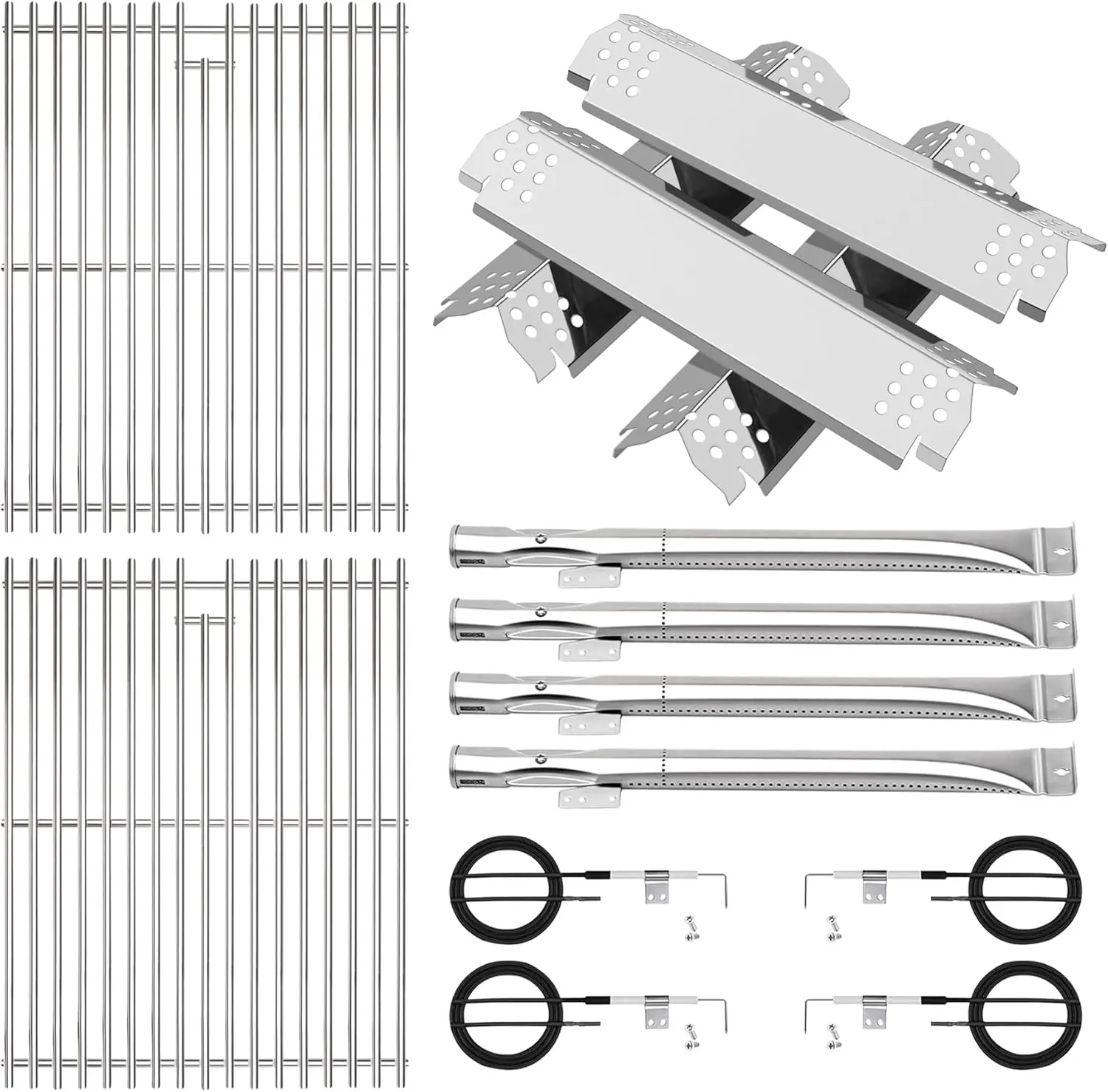 Stainless Steel Cooking Grate, Heat Shield and Burner Kit for 4-Burner Gas Grills Replacement Parts
Stainless Steel Cooking Grate, Heat Shield and Burner Kit for 4-Burner Gas Grills Replacement Parts