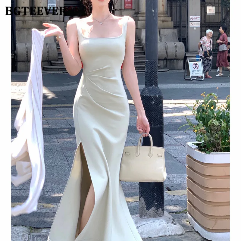 BGTEEVER Elegant Slim Package Hip Dress for Women Spaghetti Strap Bodycon Side Split Female Knitted Dress Spring Summer
BGTEEVER Elegant Slim Package Hip Dress for Women Spaghetti Strap Bodycon Side Split Female Knitted Dress Spring Summer