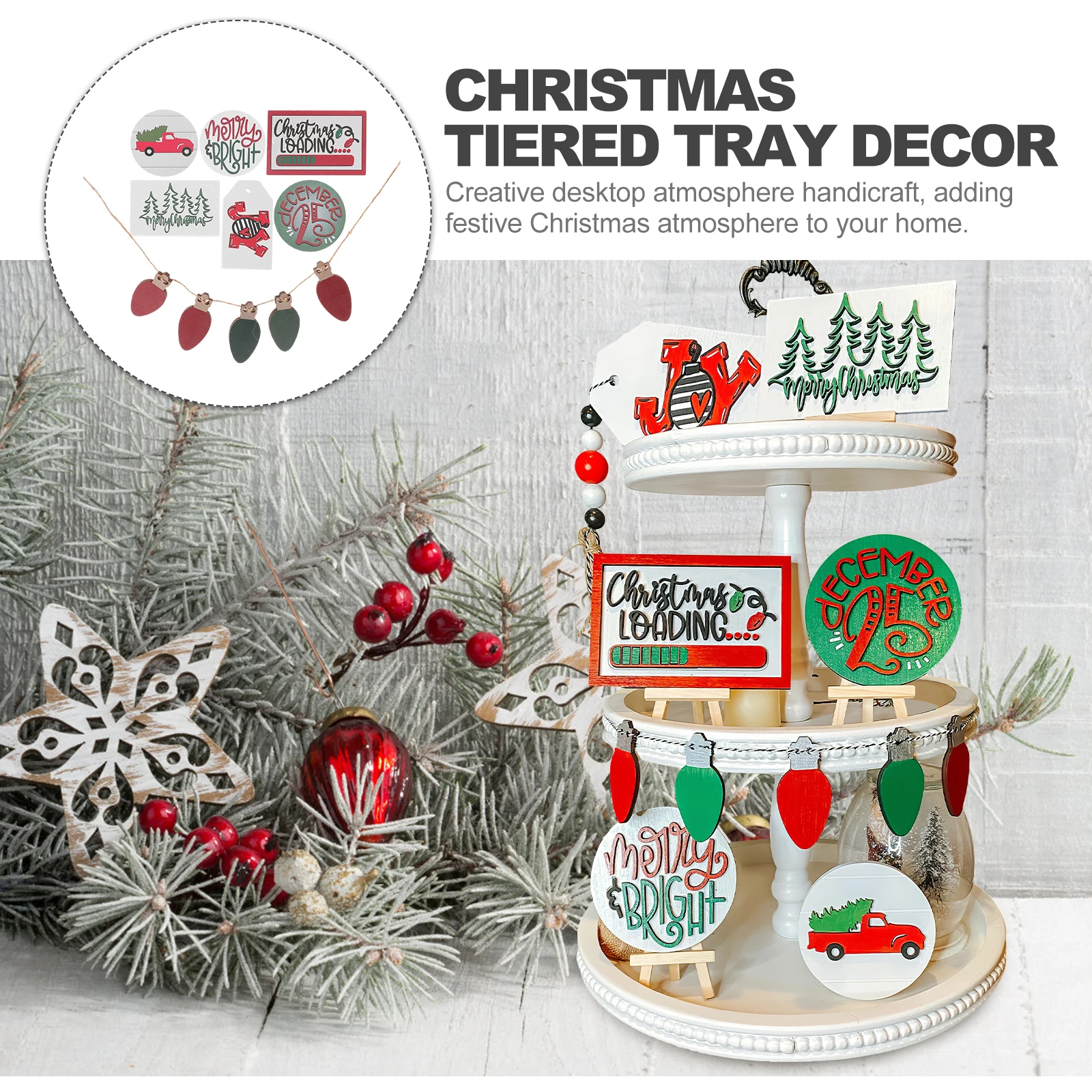 1 set Creative Wooden Christmas Tiered Tray Decor Farmhouse Xmas Sign Rustic Winter Ornament Home Garden Office Party Decoration
1 set Creative Wooden Christmas Tiered Tray Decor Farmhouse Xmas Sign Rustic Winter Ornament Home Garden Office Party Decoration