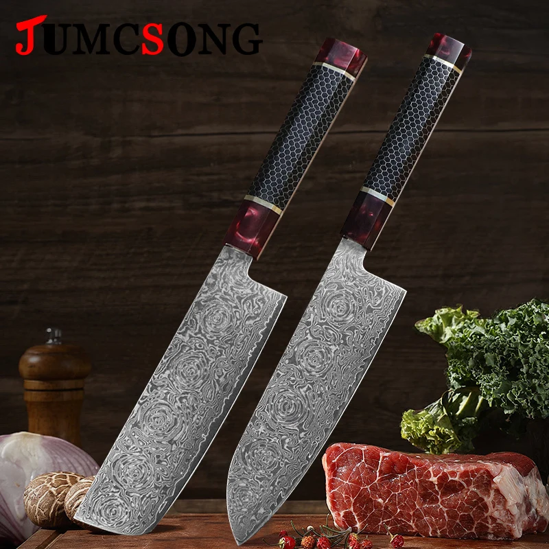 JUMCSONG 7-inch Santoku knife Damascus steel small vegetable cutting sharp meat cutting knife Chef's knife Cooking Meat cutting
JUMCSONG 7-inch Santoku knife Damascus steel small vegetable cutting sharp meat cutting knife Chef's knife Cooking Meat cutting