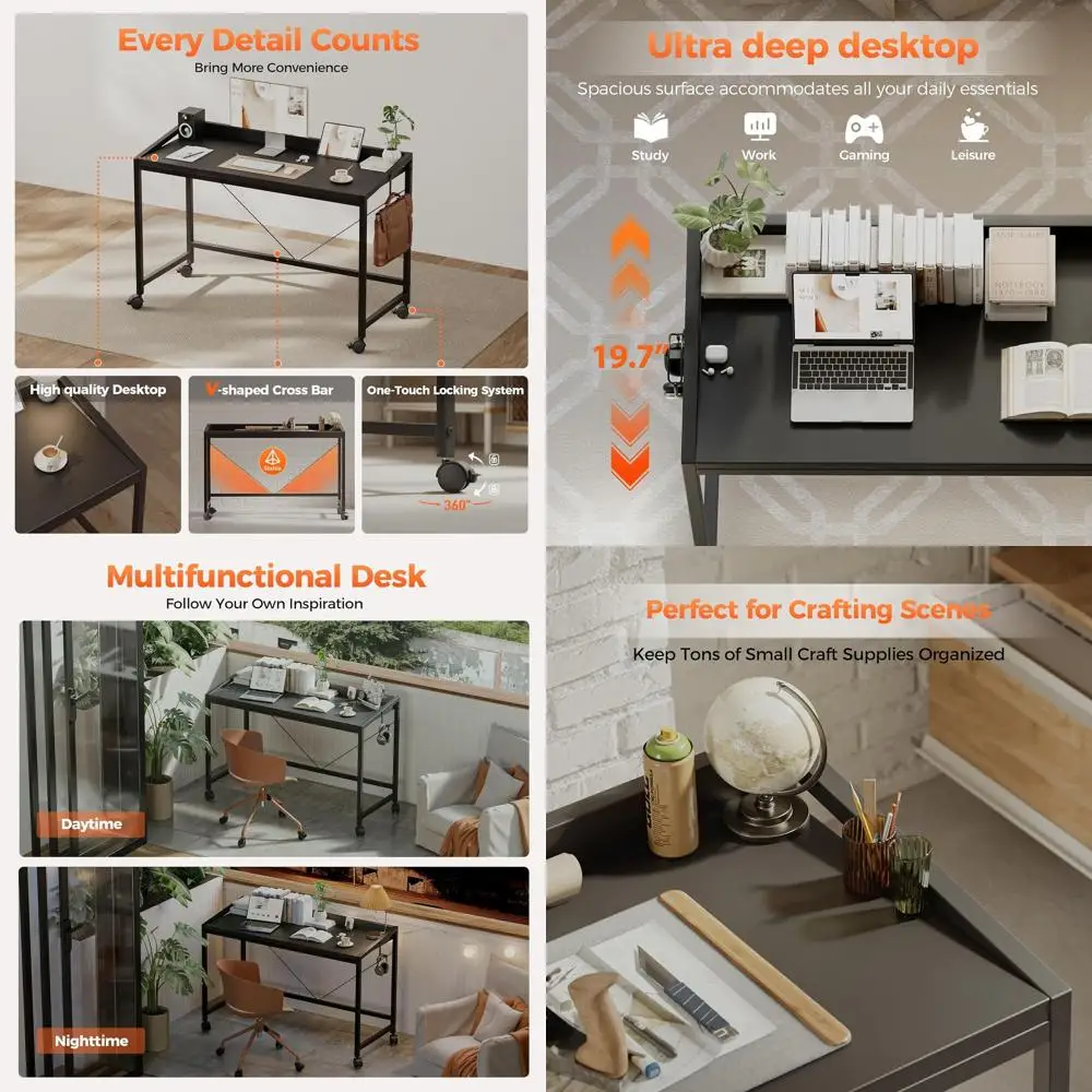 Portable Wheeled Desk for Gaming, Compact Spaces, and Home Office, Ideal for Studying and Writing
Portable Wheeled Desk for Gaming, Compact Spaces, and Home Office, Ideal for Studying and Writing