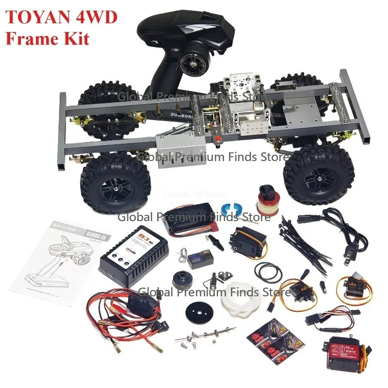 4WD RC Car Frame Kit Suitable for L200AC Two Cylinder Met-hanol Homemade Fuel Model Remote Control Car Chassis Gearbox Toys