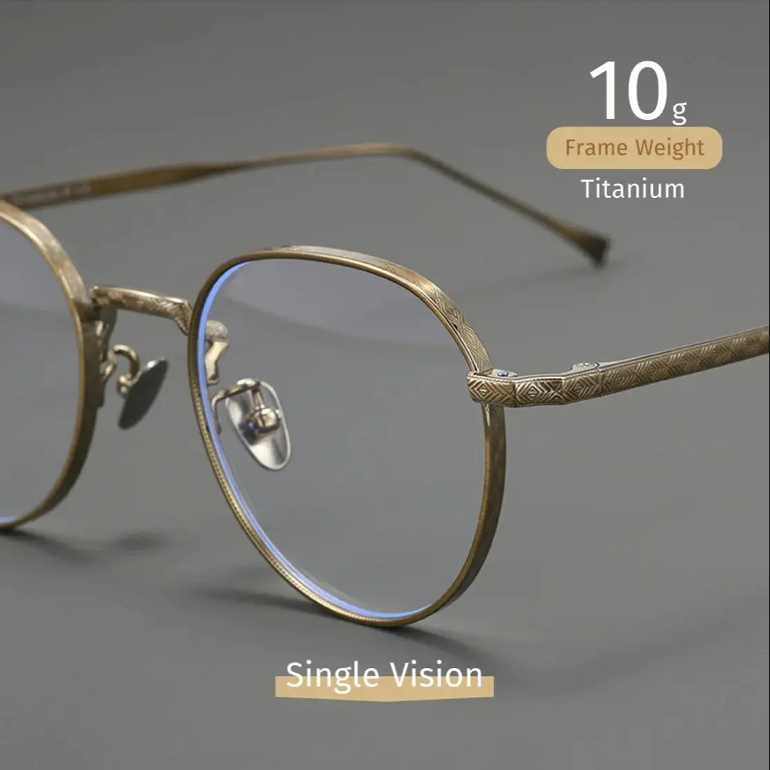 Anti-Blue Light Prescription Glasses, Ultra-Light Titanium, Large Round Designer Carved Frame, 2025 New Fashion Eyewear
Anti-Blue Light Prescription Glasses, Ultra-Light Titanium, Large Round Designer Carved Frame, 2025 New Fashion Eyewear