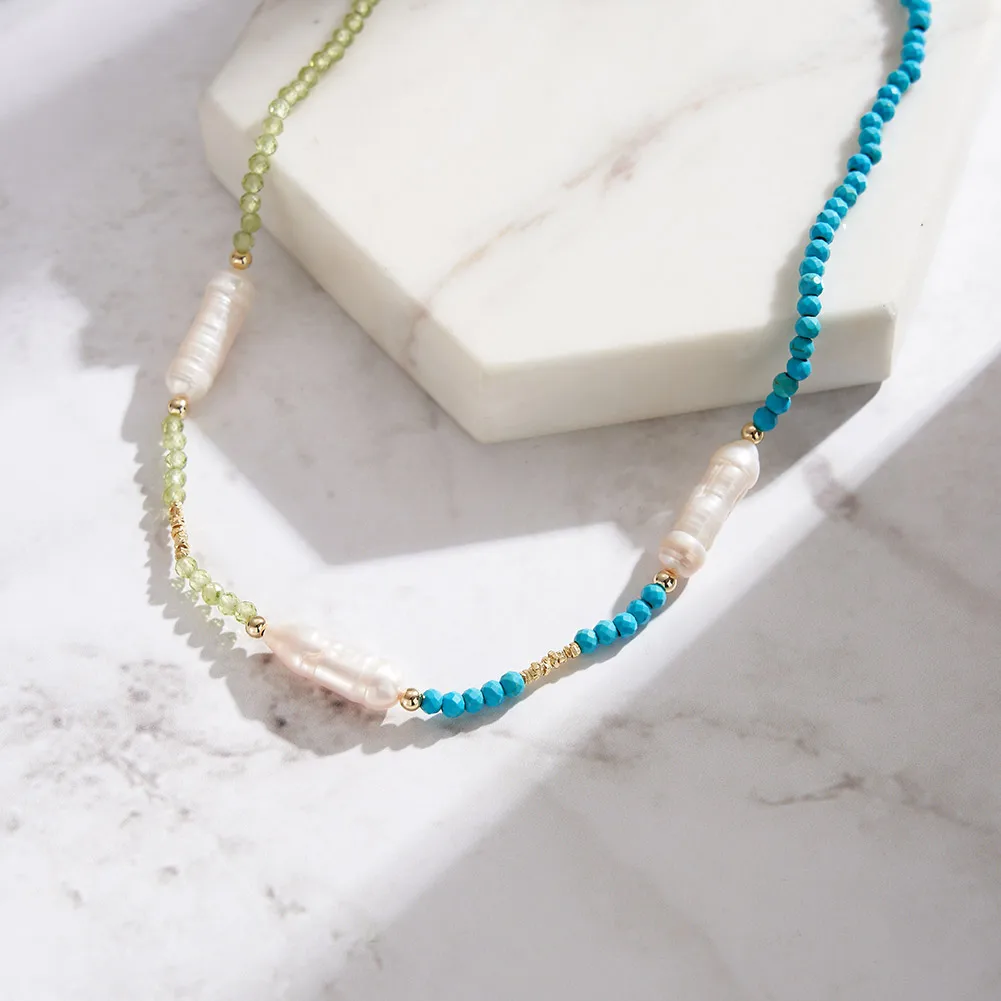 KISS MANDY Vintage Geometric Beaded Necklace Turquoise & Peridot Stone Chokers Chain Elegant Pearls 925 Silver Jewelry MPN09
KISS MANDY Vintage Geometric Beaded Necklace Turquoise & Peridot Stone Chokers Chain Elegant Pearls 925 Silver Jewelry MPN09