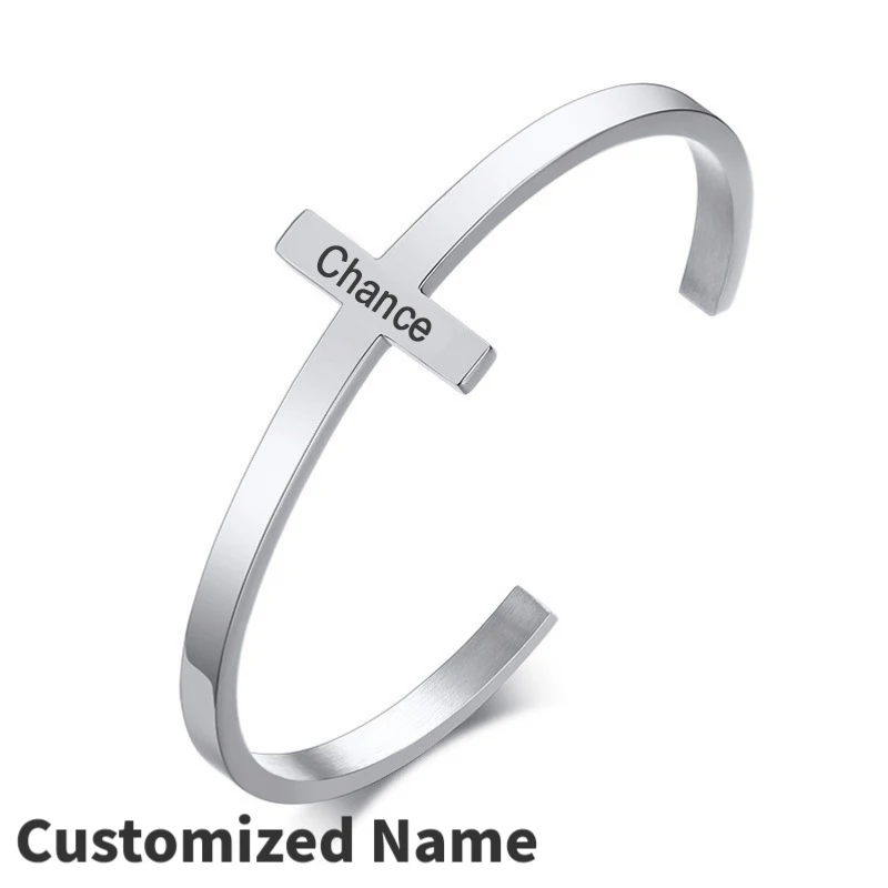 Custom Name Cross Cuff Bracelet Personalized Silver Plated Open Bangle Jewelry Unique Religious Themed Name Bracelets Christmas
Custom Name Cross Cuff Bracelet Personalized Silver Plated Open Bangle Jewelry Unique Religious Themed Name Bracelets Christmas