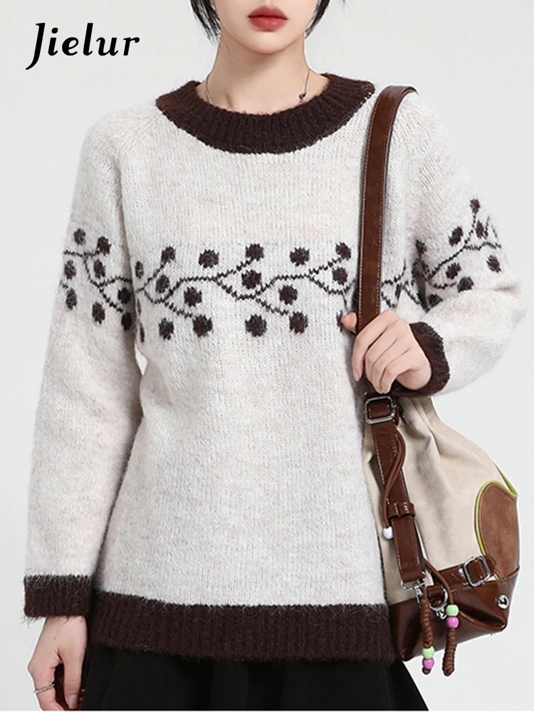 New Chic O-Neck Sweet Printed Loose Casual Women Pullovers Autumn Vintage Sweater Contrast Color Fashion Female Soft Pullovers
New Chic O-Neck Sweet Printed Loose Casual Women Pullovers Autumn Vintage Sweater Contrast Color Fashion Female Soft Pullovers